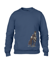 JanaRoos - T-shirts and Sweaters - Sweater - Packshot - Hand drawn illustration - Round neck - Long sleeves - Cotton - Navy blue - Navy blauw - merrie - horse - paard