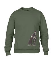 JanaRoos - T-shirts and Sweaters - Sweater - Packshot - Hand drawn illustration - Round neck - Long sleeves - Cotton - city green - khaki groen - merrie - horse - paard