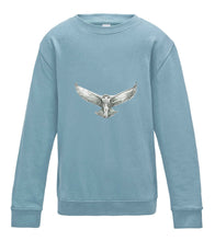 JanaRoos - T-shirts and Sweaters - Kid's Sweater - Packshot - Hand drawn illustration - Round neck - Long sleeves - Cotton -sky blue - hemels blauw - snowy owl - sneeuwuil