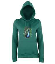 JanaRoos - women's Hoodie - Packshot - Hand drawn illustration - Round neck - Long sleeves - Cotton - jade - Peacock