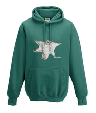 JanaRoos - Hoodies - Kids Hoodie - Packshot - Hand drawn illustration - Round neck - Long sleeves - Cotton - jade - appel blauw zeegroen- flying squirrel - vliegende eekhoorn