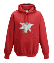 JanaRoos - Hoodies - Kids Hoodie - Packshot - Hand drawn illustration - Round neck - Long sleeves - Cotton - fire red - vuurood - flying squirrel - vliegende eekhoorn