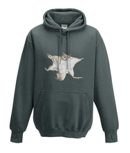 JanaRoos - Hoodies - Kids Hoodie - Packshot - Hand drawn illustration - Round neck - Long sleeves - Cotton - charcoal grey - grijs - flying squirrel - vliegende eekhoorn