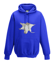 JanaRoos - Hoodies - Kids Hoodie - Packshot - Hand drawn illustration - Round neck - Long sleeves - Cotton - royal blue -  royaal marine blauw - flying squirrel - vliegende eekhoorn